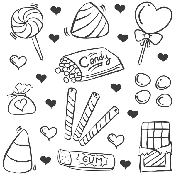 Doodle de doces vária coleção — Vetor de Stock