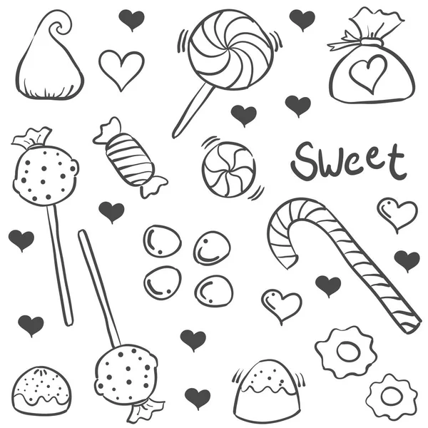 Various candy sketch of doodle vector art — Stock Vector