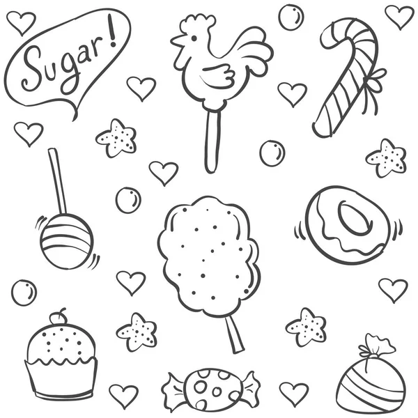 Doodle du stock de bonbons style collection — Image vectorielle