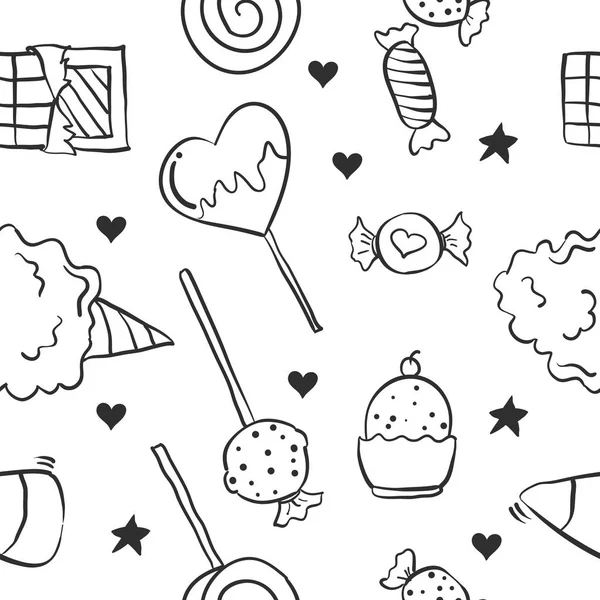 Sammlung von Süßigkeiten-Doodle-Stil — Stockvektor