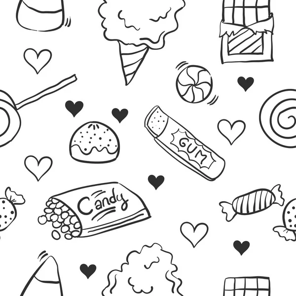 Doodle de dulces dulce colección variada — Archivo Imágenes Vectoriales