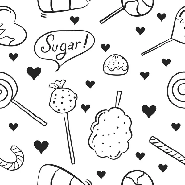 Dessin à la main de bonbons sucrés style doodle — Image vectorielle