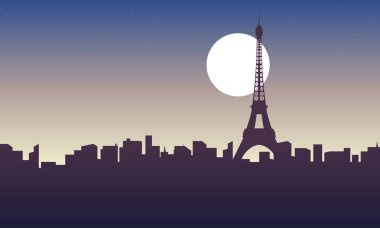 Paris silüeti gündoğumu sahne