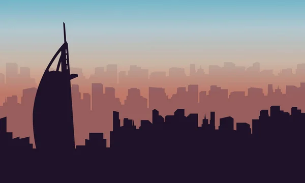 Dubai city piękno krajobrazu sylwetki — Wektor stockowy