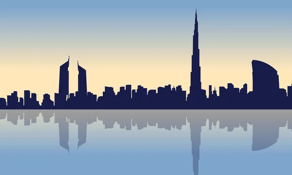 Piękno krajobrazu sylwetki miasta Dubaj — Wektor stockowy