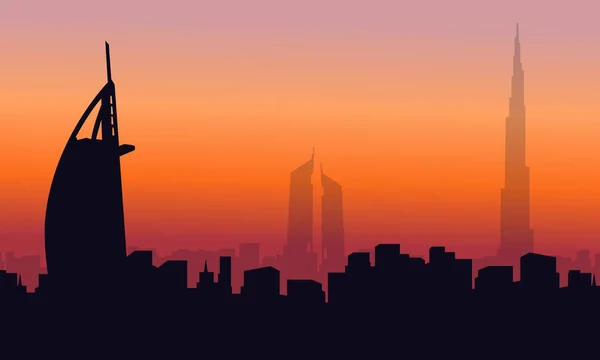 Landschaft dubai Gebäude Silhouetten — Stockvektor