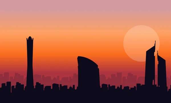 Collection de silhouettes de paysages de bâtiments de Dubaï — Image vectorielle