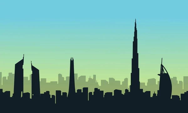 Silueta de Dubai paisaje de estilo — Vector de stock