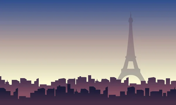 París con las siluetas del paisaje de la ciudad del edificio — Vector de stock