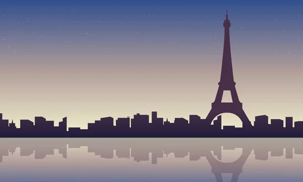 Collection de silhouettes de paysages de tour eiffel — Image vectorielle