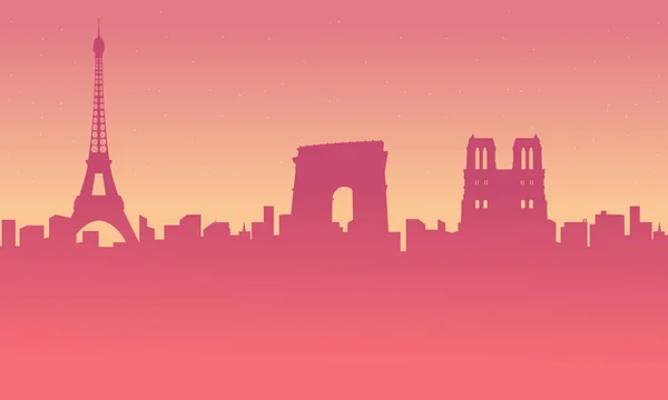 城市游览巴黎城市景观的剪影背景 — 图库矢量图片