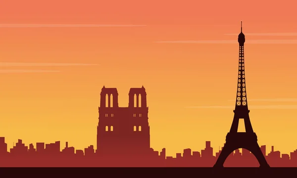 Eiffelova věž scenérie silueta pozadí — Stockový vektor