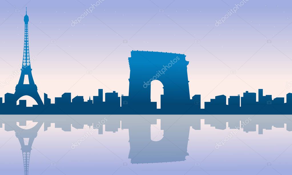 Paris city skyline silhouettes background