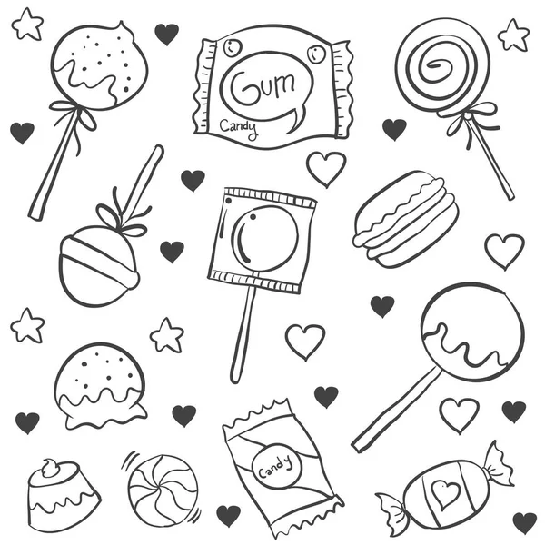 Doodle de objeto dulces varios — Archivo Imágenes Vectoriales