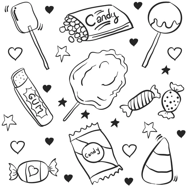 Kolekcja zasobów candy różnych doodli — Wektor stockowy