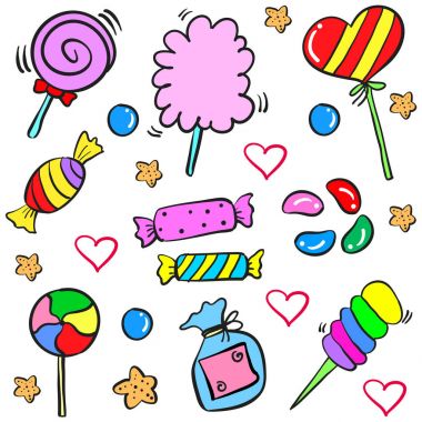 Şeker tatlı gıda tasarım doodle stili