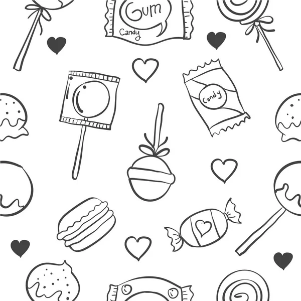 Vektor Kunst verschiedene Süßigkeiten-Doodle-Stil — Stockvektor
