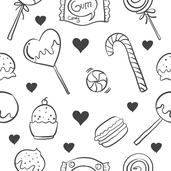 Süßigkeiten verschiedene Hand zeichnen Stil Doodles — Stockvektor