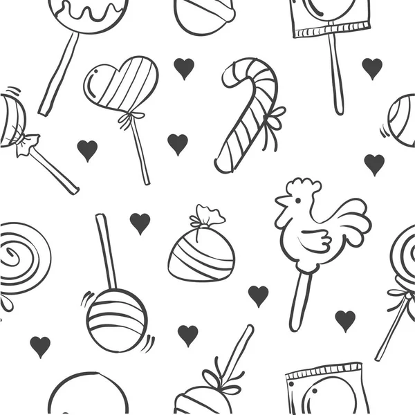 Magazynie różnych cukierków doodle stylu — Wektor stockowy