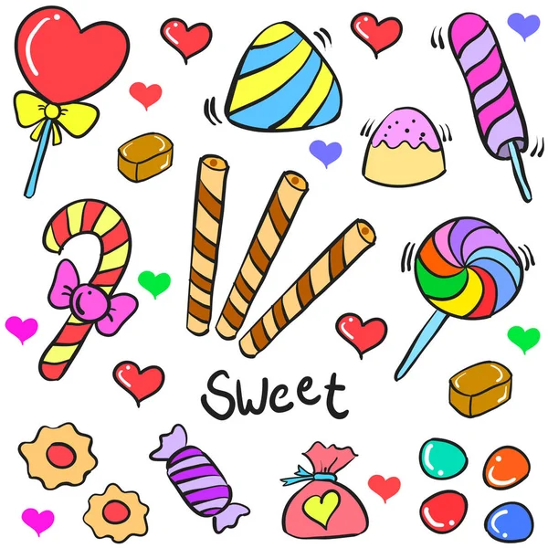 Candy object kleurrijke van doodles — Stockvector