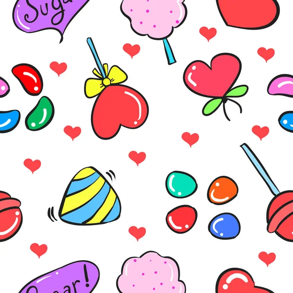 Collection de bonbons doux style doodle — Image vectorielle