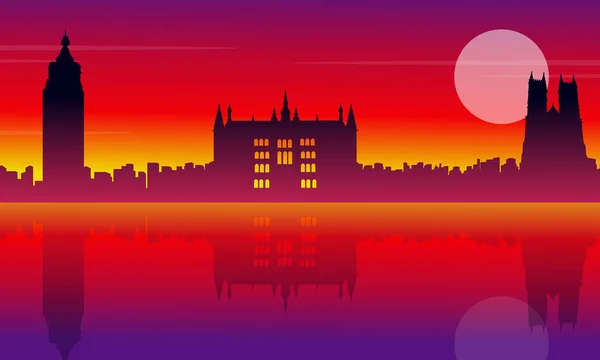 伦敦城市建筑剪影风格景观 — 图库矢量图片