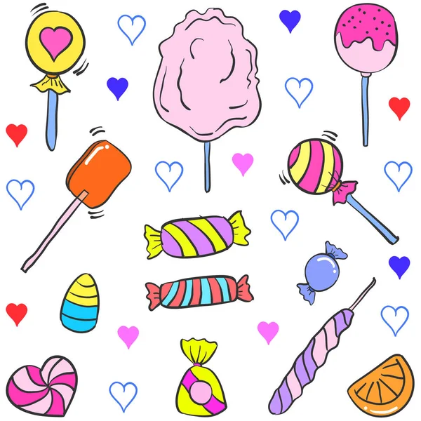 Doodle candy obiektu różne — Wektor stockowy