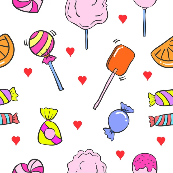 Coleção estoque de vários doces doodles — Vetor de Stock