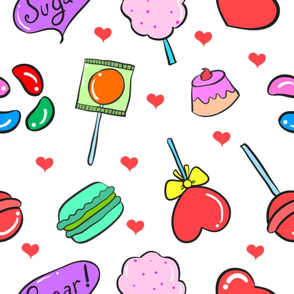 集合股票的甜甜的糖涂鸦 — 图库矢量图片