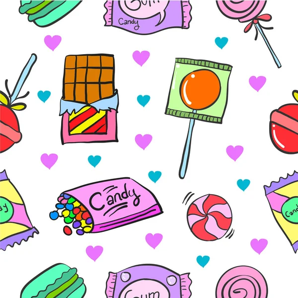 Collectie voorraad van snoep cute ontwerp doodles — Stockvector