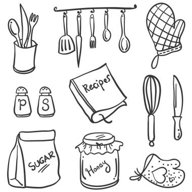 Doodle stilin öğesini mutfak seti