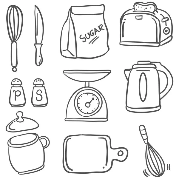 Free Vectors | line drawing kitchen tools set