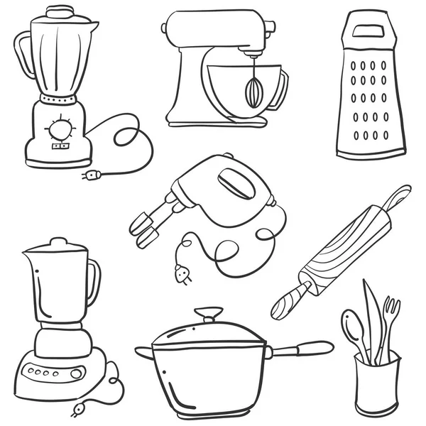 Doodle cucina set arte vettoriale — Vettoriale Stock