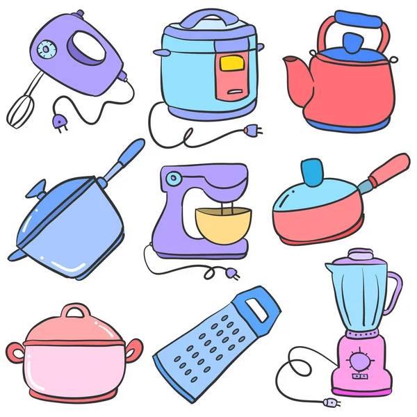 Doodle de cocina conjunto de diseño de arte — Vector de stock