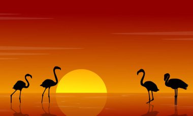 Flamingo siluet sahne topluluğu