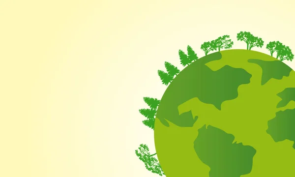 地球日世界与绿树背景 — 图库矢量图片