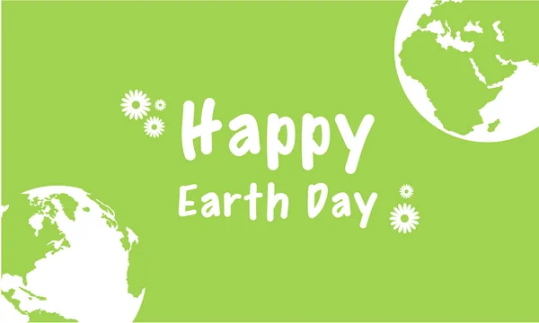 Diseño del Día de la Tierra feliz con fondo verde — Vector de stock