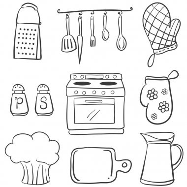 Ekipman mutfak dizi doodle