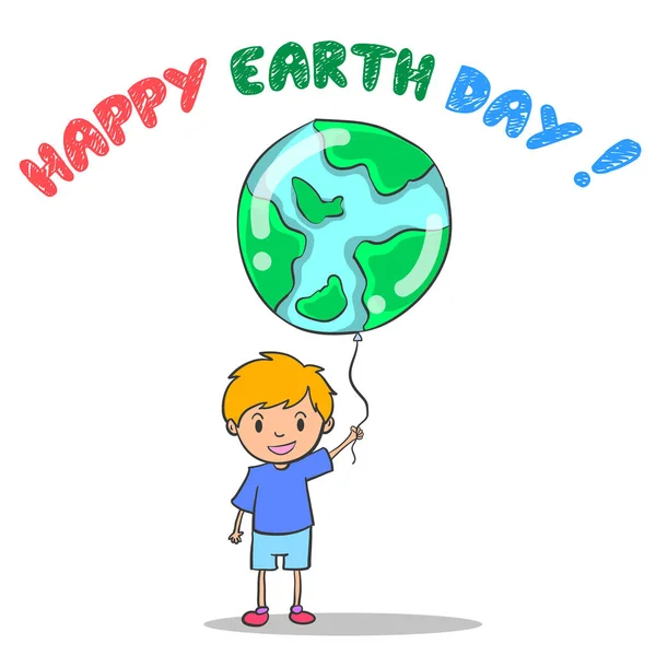 Dzień Ziemi szczęśliwy z świata i dziecko — Wektor stockowy