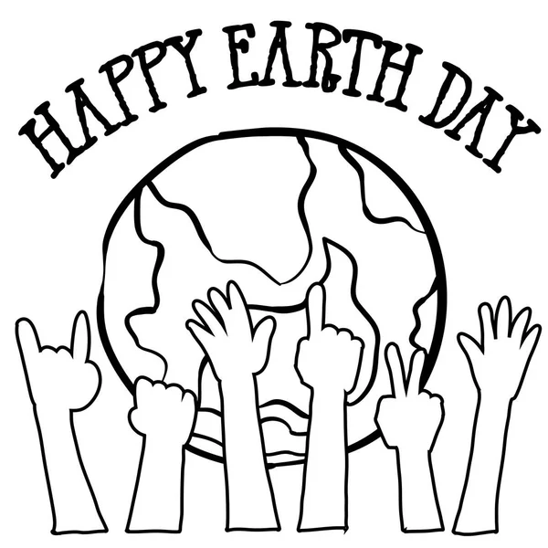 Sammlung der Welt Hand zeichnen Earth Day — Stockvektor