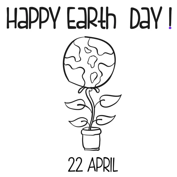 Hand zeichnen Stil Erde Tag mit Blume — Stockvektor