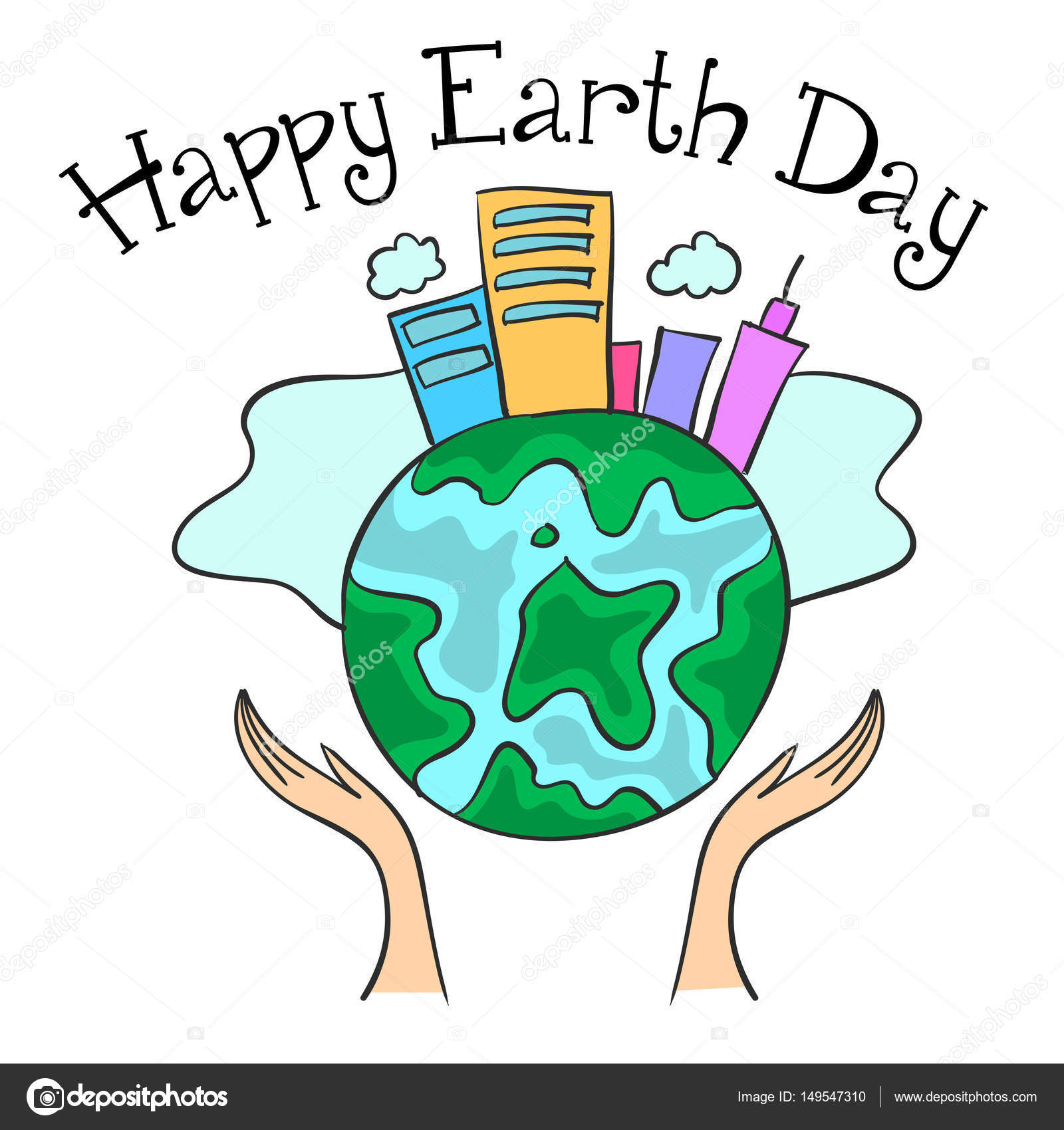 Joyeux Jour de la Terre avec la ville sur le monde — Image ...