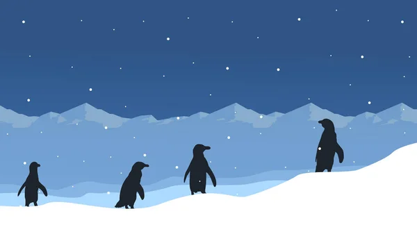 Silueta de pingüino sobre hielo belleza paisaje — Archivo Imágenes Vectoriales