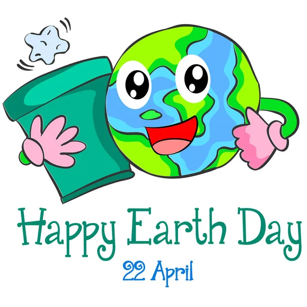 Happy earth day niedlich cartoon welt — Stockvektor