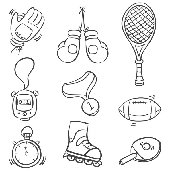 Doodle de stock de recogida de equipos deportivos — Vector de stock