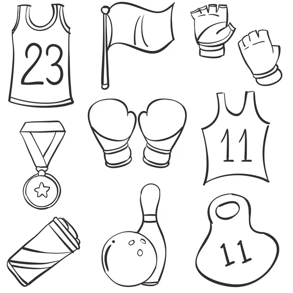 Colección de material deportivo doodles — Vector de stock