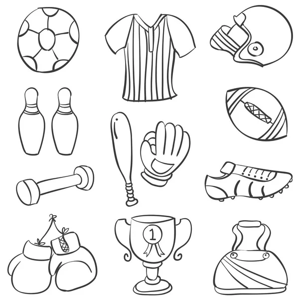 Doodle de la collection d'équipements sportifs — Image vectorielle