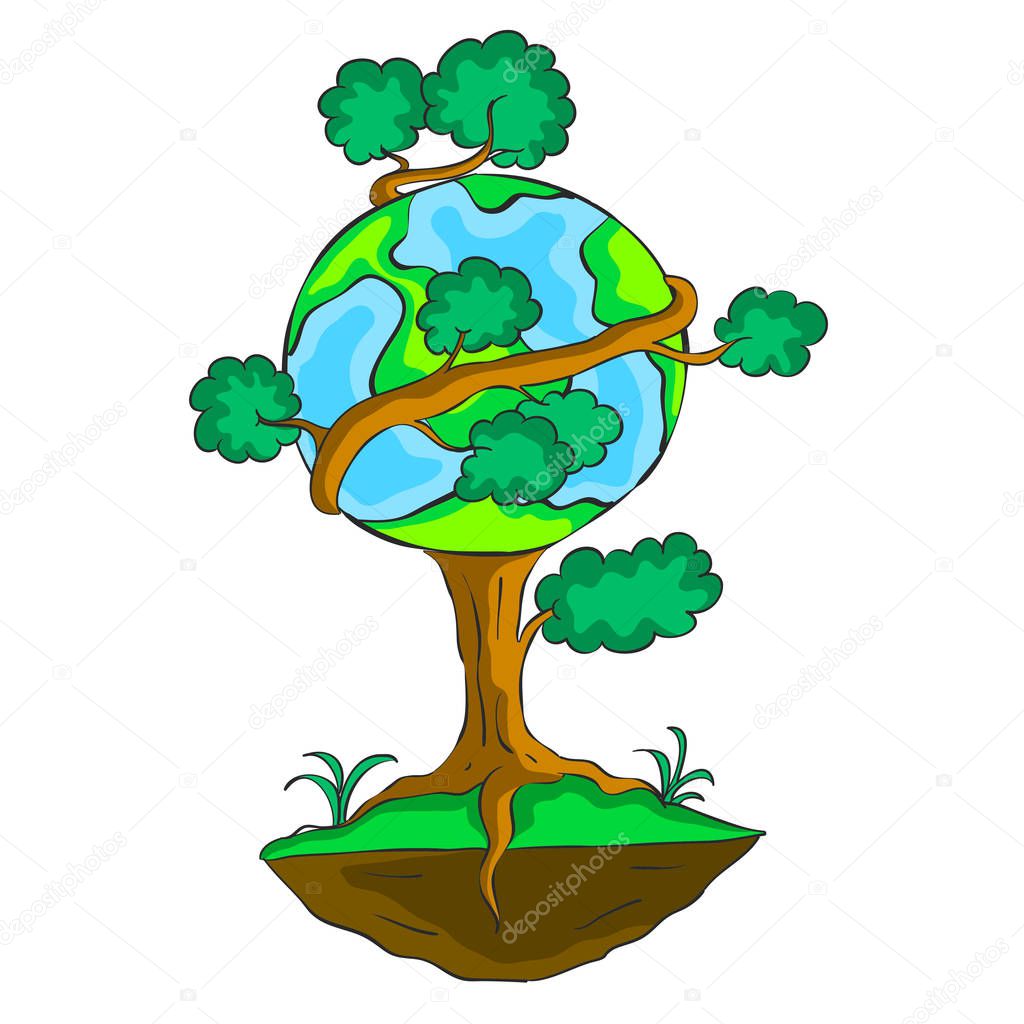 Earth Day design tree world