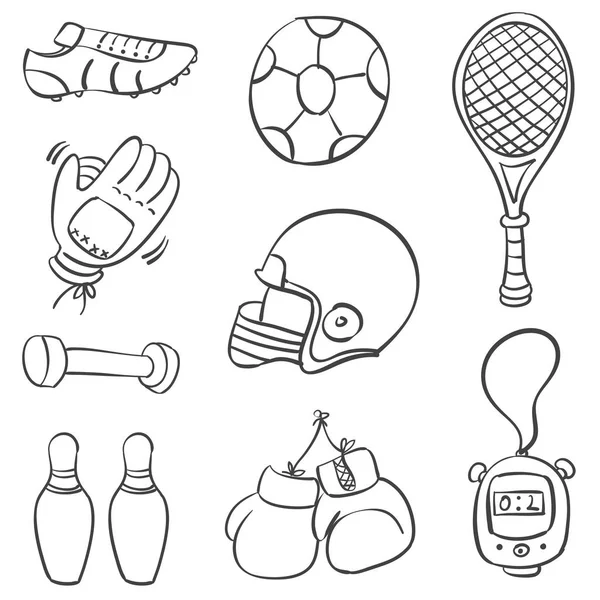 Doodle de varios equipos deportivos — Vector de stock