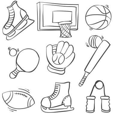 Spor donatımı doodle çeşitli koleksiyonu